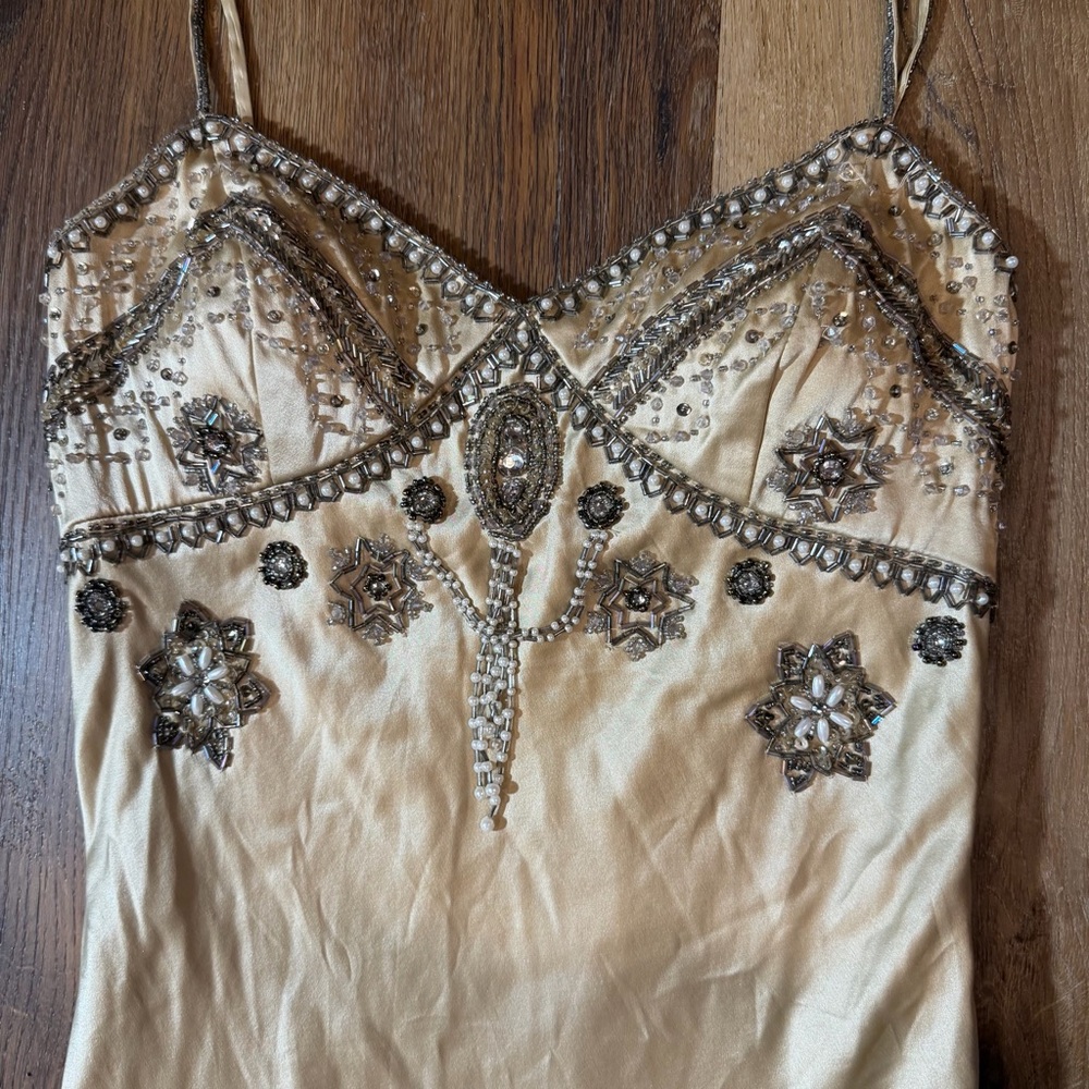 Vintage 100% Silk Beaded Dress Vintage Beaded Dress Y2K Sue Wong Dress Fairy - Picture 6 of 17
